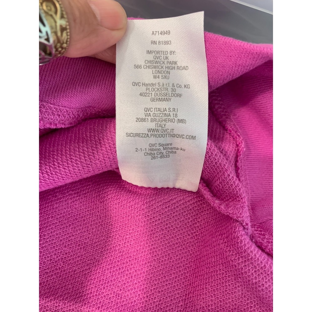 (L-303) AnyBody French Terry Crewneck Sweatshirt Wild Orchid XS Pink NWT QVC - Picture 9 of 10